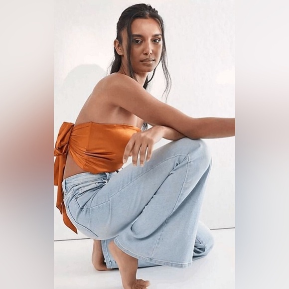 Free People Hot Takes Convertible HALTER TUBE Satin Brami Top Fuchsia Pink L - Picture 7 of 10